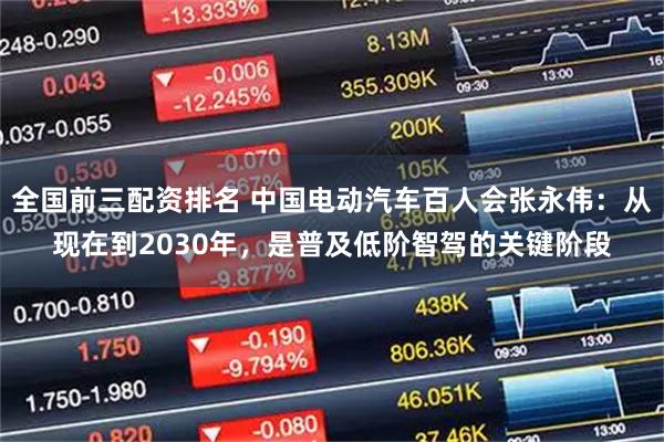 全国前三配资排名 中国电动汽车百人会张永伟：从现在到2030年，是普及低阶智驾的关键阶段