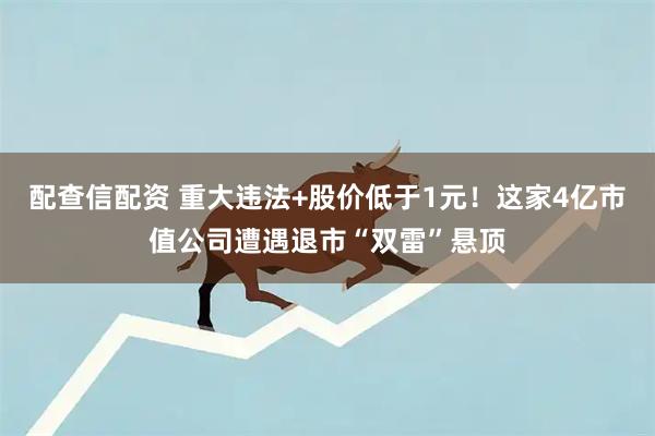 配查信配资 重大违法+股价低于1元！这家4亿市值公司遭遇退市“双雷”悬顶
